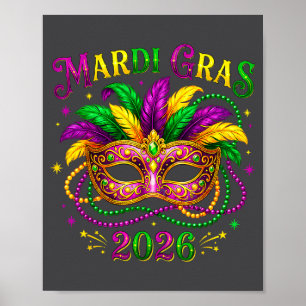 Mardi Gras Karneval New Orleans 2026 Narr Maske B Poster
