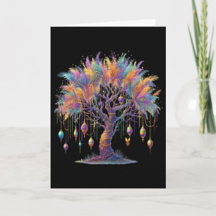 Mardi Gras Karneval Perlenbaum Aquarell Festival Karte