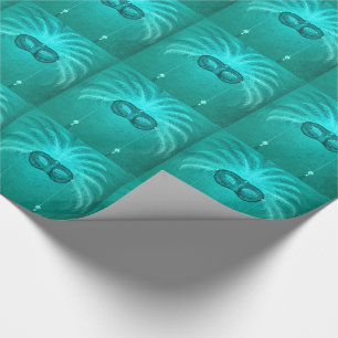 Mardi Gras Karnevalsmaske Türkis Geschenkpapier