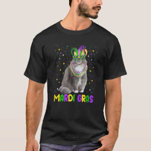 Mardi Gras Karnivals Niedlich Sibirische Katze Fun T-Shirt