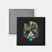 Mardi Gras Katze mit Hut Gles Magnet (Vorderseite/Rückseite)