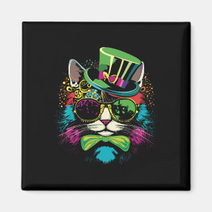 Mardi Gras Katze mit Hut Gles Magnet