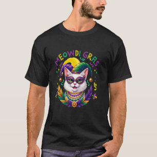 Mardi Gras Katze Sound Maskierte Perlen Besitzer P T-Shirt