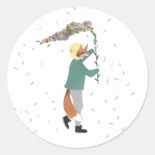 Mardi Gras Kids Carnival Frühjahr Illustration Boy Runder Aufkleber