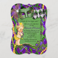 Mardi Gras Kinderdusche Einladung