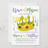 Mardi Gras King Birthday Einladung (Vorderseite)