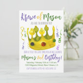 Mardi Gras King Birthday Einladung (Stehend Vorderseite)