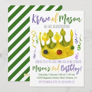 Mardi Gras King Birthday Einladung