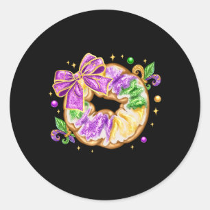 Mardi Gras King Cake Lilie Coqu Runder Aufkleber