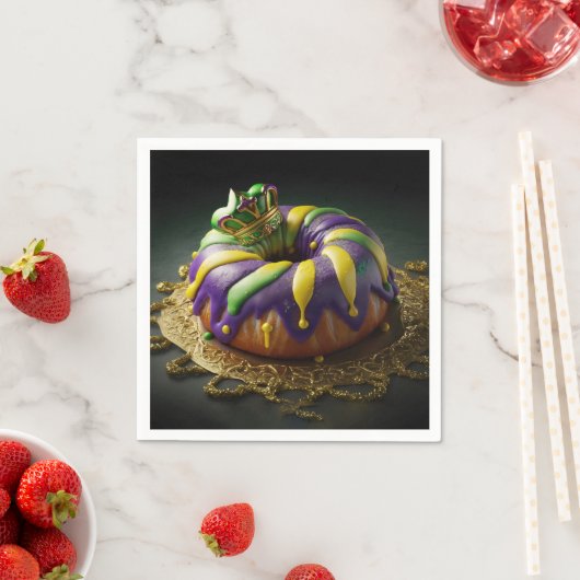 Mardi Gras King Cake mit Krone Serviette (Beispiel)