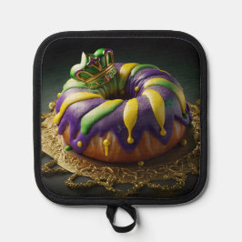 Mardi Gras King Cake mit Krone Topflappen