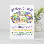 Mardi Gras King Cake Party Einladung (Stehend Vorderseite)