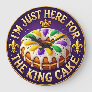 Mardi Gras King Cake Party Große Wanduhr