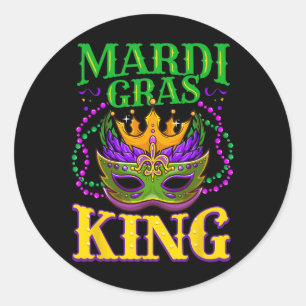 Mardi Gras King Costume Gift Runder Aufkleber