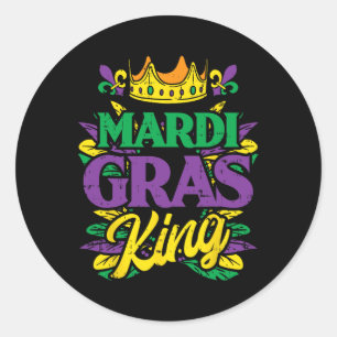 Mardi Gras King Crown Funny Mardi Gras Karnival Runder Aufkleber