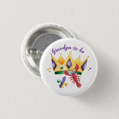 Mardi Gras King Crown Grandpa-to-be Button (Vorne & Hinten)
