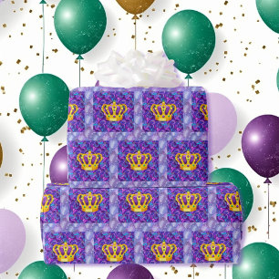 Mardi Gras King Crown Lila Karneval Geschenkpapier