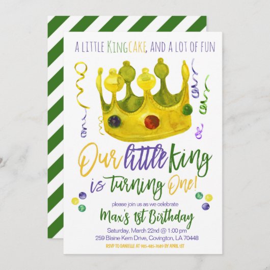 Mardi Gras King Einladung zum Geburtstag (Vorne/Hinten)