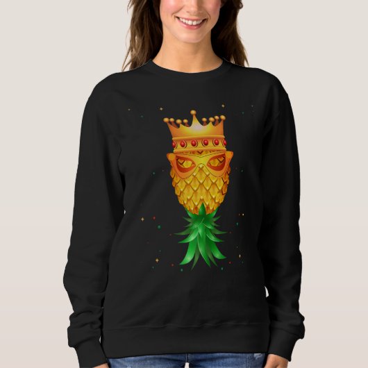 Mardi Gras King Mask Swinger Roter Ananas Sweatshirt (Vorderseite)