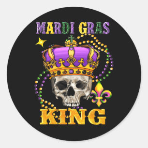 Mardi Gras King Men Carnival Kostümgeschenk Mardi  Runder Aufkleber