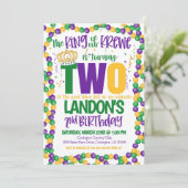 Mardi Gras King zum zweiten Geburtstag Einladung (Stehend Vorderseite)
