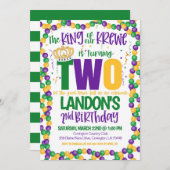 Mardi Gras King zum zweiten Geburtstag Einladung (Vorne/Hinten)