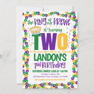 Mardi Gras King zum zweiten Geburtstag Einladung