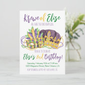 Mardi Gras King zum zweiten Geburtstag Einladung (Stehend Vorderseite)