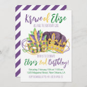 Mardi Gras King zum zweiten Geburtstag Einladung (Vorne/Hinten)
