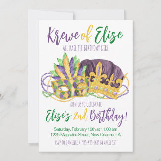 Mardi Gras King zum zweiten Geburtstag Einladung