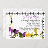 Mardi Gras King's Court Einladung (Vorne/Hinten)