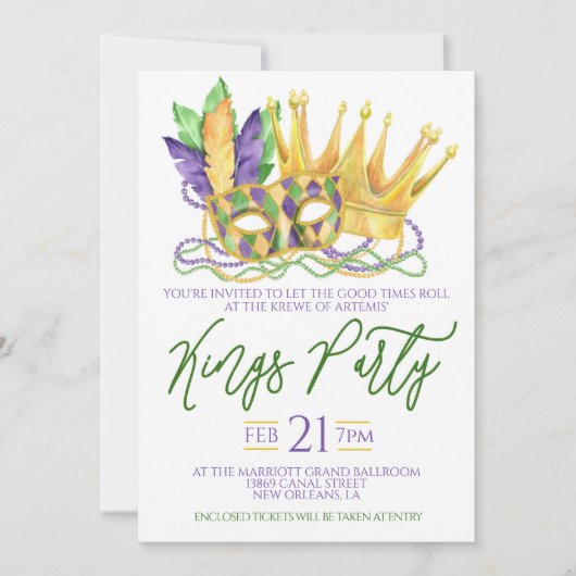 Mardi Gras Kings Party Einladung (Vorderseite)