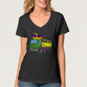 Mardi Gras Kipper Truck Niedliche Bauarbeiter Jung T-Shirt