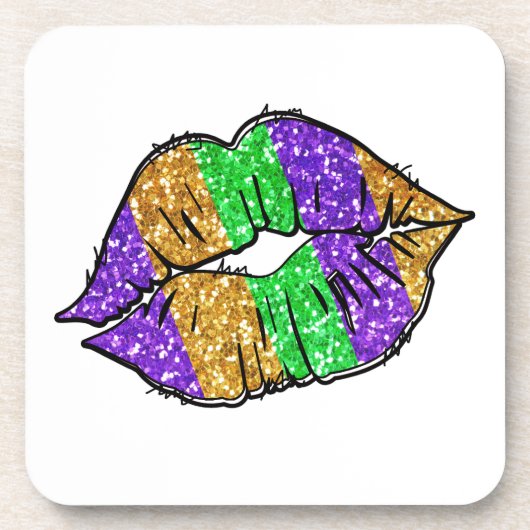 Mardi Gras Kiss Cork-Backed Untersetzer (Vorderseite)
