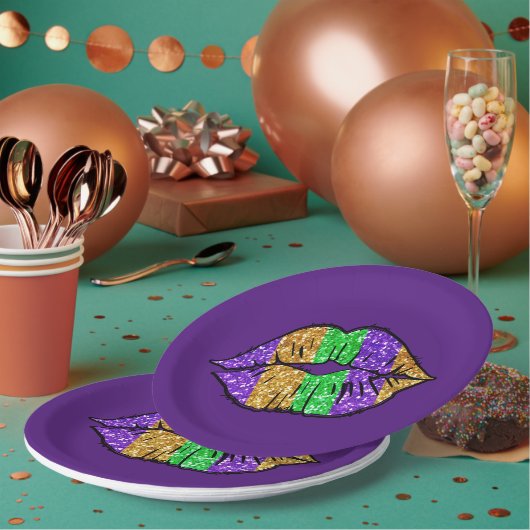 Mardi Gras Kiss Paper Tellers Pappteller (Multi)