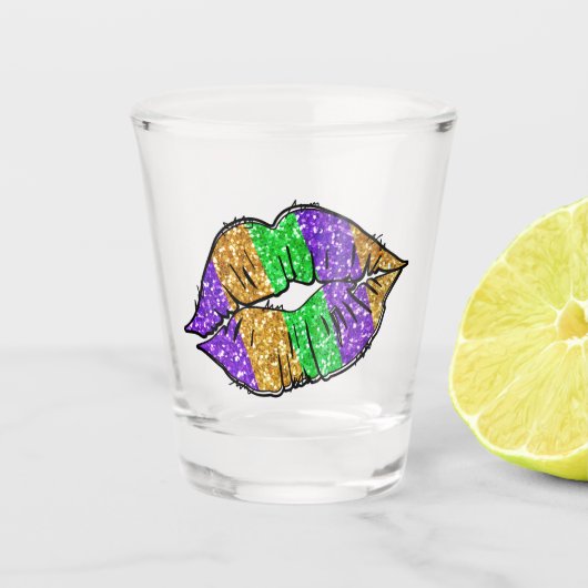 Mardi Gras Kiss Shot Glass Schnapsglas (Vorderseite)