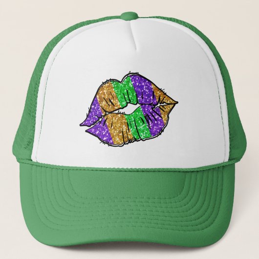 Mardi Gras Kiss Trucker Hat Truckerkappe (Vorderseite)