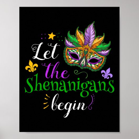 Mardi Gras Kostüm Lass Die Shenanigans Beginnen Ma Poster (Vorne)