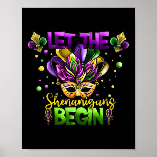 Mardi Gras Kostüm Lass Die Shenanigans Beginnen Ma Poster
