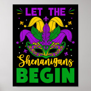 Mardi Gras Kostüm Ließ Die Shenanigans Begin Mardi Poster