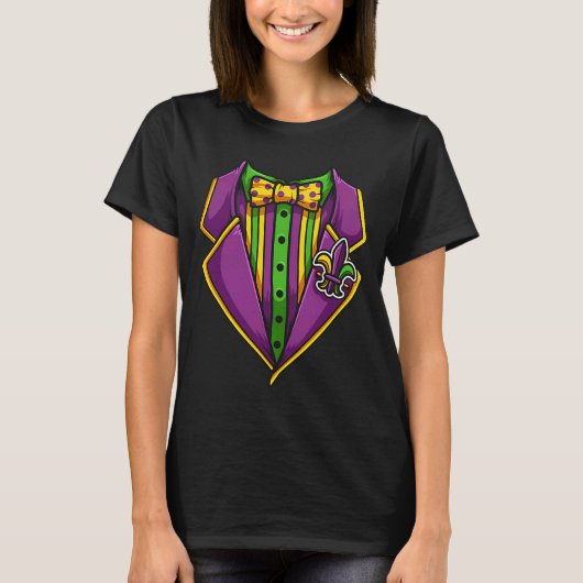 Mardi Gras Kostüm Tuxedo Karneval Parade T-Shirt (Vorderseite)