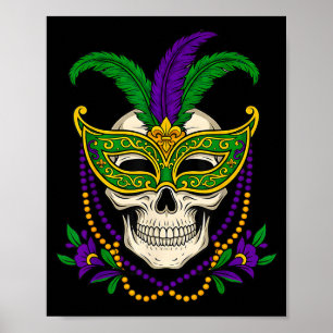 Mardi Gras-Kostüm Zucker-Schädel-Illustration Poster
