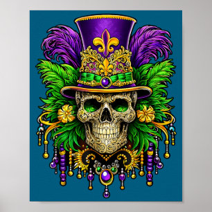 Mardi Gras Kostüm Zucker-Schädel Karneval Party Mä Poster