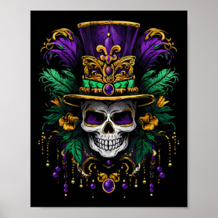 Mardi Gras Kostüm Zucker Schädel Karneval Party Mä Poster