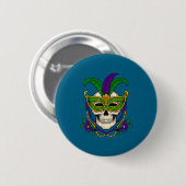 Mardi Gras Kostüm Zucker-Schädel-Kunstwerk Button (Vorne & Hinten)