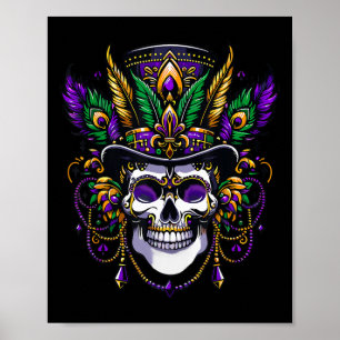 Mardi Gras Kostüm Zucker Skull Karneval Party Poster