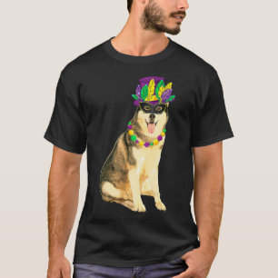 Mardi Gras Kostümmaske Siberischer Husky Hund Welp T-Shirt
