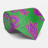 Mardi Gras Krawatte, Mardi Gras Green Lila Fleur Krawatte (Gerollt)