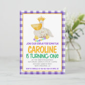 Mardi Gras Krewe Einladung zum ersten Geburtstag (Stehend Vorderseite)