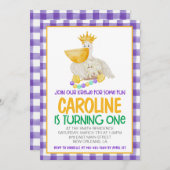 Mardi Gras Krewe Einladung zum ersten Geburtstag (Vorne/Hinten)